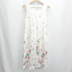 ◇ ⊂ AS KNOW AS アズノウアズ 花柄 コットン100% ロング丈 ワンピース サイズM ホワイト レディース E  【1412260003483】