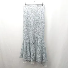 ◇ ⊂ LILLIAN CARAT　リリアンカラット ロング フレア 花柄シアースカート サイズ2 ブルー系 レディース E  【1507030012922】