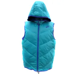 ナイキ NIKE SPORTSWEAR ダウンベスト ミドル丈 前開き ジップアップ スタンドカラー フード付き 2way 大きいサイズ XL エメラルドグリーン 紫 パープル /YS3のサムネイル