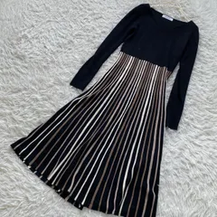 《美品》donamarie ニットロングワンピース ブラック ベージュ 38のサムネイル