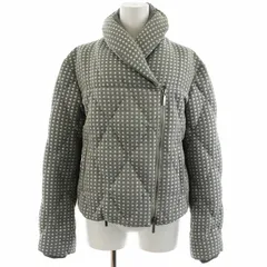 ジョルジオアルマーニ GIORGIO ARMANI 中綿 ジャケット ブルゾン ダブルジップ ショールカラー ショート丈 総柄 38 S グレー 水色 ライトブルー ■GY03 /MWのサムネイル