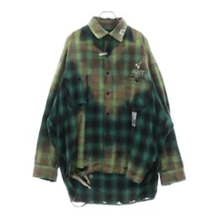 希少✨　メゾンミハラヤスヒロ　レイヤード　シャツ　リネン　チェック　ブルー　46 希少✨ メゾンミハラヤスヒロ レイヤード シャツ リネン