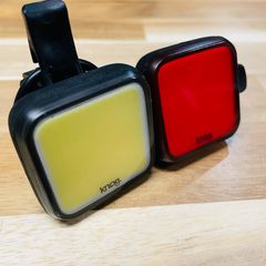 【良品】 knog. BLINDER X TWIN PACK 前後 LED ライト セット ケーブルレス USB充電式 ノグ ブラインダー クロス ×字点灯 動作確認 汎用