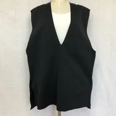 美品 GLR 深Vネック ポリエステルニットベスト 前後差丈 オーバーサイズ 黒