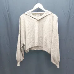 ◇ earth music&ecology ケーブル　起毛　シンプル　春夏物　Vネック 長袖 ニット サイズF ブラウン系 レディース E  【1303290022486】