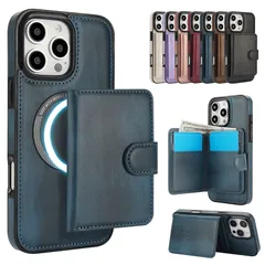 iPhone 16 Pro 背面ケース アイフォン 16 プロ スマホカバー Magsafe対応 カード入れ スタンド機能 シンプル 高級感 便利 耐衝撃 手触り良い ワイヤレス充電