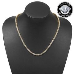 モアサナイト ４mm×５５cm テニスネックレス Moissanite .925Silver ゴールド ２６カラット メンズ ジュエリー KRONIC 証明書付