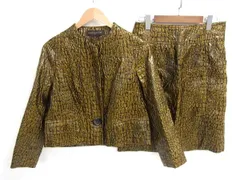 ■極美品■ LOUIS VUITTON ルイヴィトン アセテート 総柄 セットアップ ジャケット スカート サイズ34 36 洋服 ブロンズ系  FG5711のサムネイル