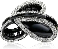 EXDUCT バンスクリップ 小さいのにしっかり留まる ヘアクリップ ラインストーン 髪留め レディース ヘアアクセサリー 大人 かわいい ブラック( Black)