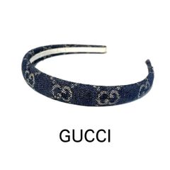 GUCCI GGキャンバス ヘアバンド カチューシャ 箱付 ベージュ ブルー
