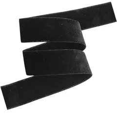 Studio Curtain ベロア リボン 両面 ヘアアレンジ 結婚式 ブライダル ウェディング お呼ばれ パーティー ギフトラッピング 別珍 25mm (ブラック, 1m) [ブラック] [1m]