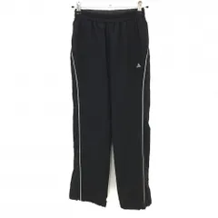 【美品】アディダス パンツ 黒×シルバー サイドライン 裾ドローコード  レディース S ゴルフウェア adidas