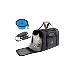 Morpilot ペットキャリー バッグ 4way ショルダー 中・大型猫・小型犬・うさぎ用 リュック 折りたたみ 変形しない 通気性 臭気がない 引っ掻き傷に強い 車載/ドライブ/キャンピング/旅行/通院/災害避難用 ペットバッグ (マット/飛び出し防止 0
