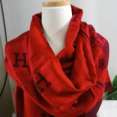 ⭐︎極美品⭐︎ エルメス ロゴ マフラー HERMES レッド カシミヤウール混 レッド - レディス, スカーフ、ショール＆マフラー, カシミア