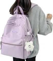 Raizm サイズ感マル リュック リュックサック バックパック レディース 韓国 女子 大容量 高校生 大学生 中学生 通学 A4 旅行( ライトパープル)