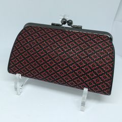 D154　美品　印傳屋　がま口　親子　財布　小銭入れ　赤×黒　菱菊　甲州印伝　INDENYA　鹿革　伝統工芸品