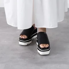STELLA McCARTNEY ステラ マッカートニー 靴 サンダル スニークエリス プラットフォーム ミュール 810169KP027 レディース ブラック ベージュ シャークソール ロゴ スクエア