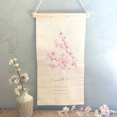 桜 刺繍タペストリー 壁掛けインテリア 和モダン 春の飾り 雑貨 お花見 かわいい