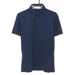 アディダス 半袖ポロシャツ ネイビー 立体ロゴ ボタンダウン  メンズ M ゴルフウェア adidas