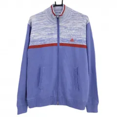 【美品】アディダス ニットジャケット パープル×レッド 身頃上部柄 ロゴ刺しゅう ダブルジップ  メンズ O/XG(XL) ゴルフウェア adidas
