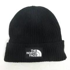 H■ノースフェイス/THE NORTH FACE NF0A3FJX TNF LOGO BOX CUFFED BEANIE ニットキャップ ビーニー 帽子 黒/兼用■31【中古】