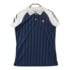 サイズ：L LE COQ GOLF ルコックゴルフ  半袖 ポロシャツ 刺繍 ロゴ柄 ネイビー系 [240101487827] ゴルフウェア レディース ストスト