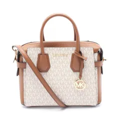 マイケルコース Michael Kors ハンドバッグ MERCER マーサー トップジップ ベルテッド サッチェル スモール ブラウン/ベージュ PVCコーティングキャンバス レザー 2wayハンドバッグ レディース Used A