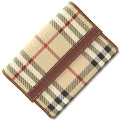  バーバリー 二つ折り財布 ベージュ ブラウン PVC