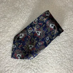 ミッキー　マウス　ペイズリー　ネイビー　ネクタイ