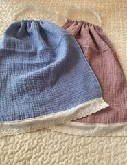 （首ゴムタイプ）裾レース　2枚セット　おりこうエプロン　タオルエプロン