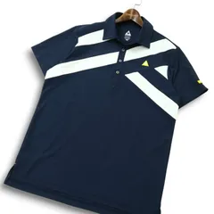美品★ le coq sportif GOLF ルコック スポルティフ ゴルフ 春夏 ストレッチ 半袖 ポロシャツ Sz.LL メンズ 紺 大きいサイズ
