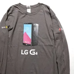 10's SPRINT スプリント社 LG G4 スマートフォン プリント スタッフ用 コットン Tシャツ 長袖 (L) 灰 ロンT 袖プリント 企業物 アメリカ古着 USED  ビンテージ ヴィンテージ