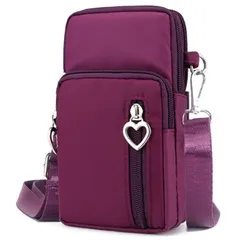 スマホポーチ 【大サイズ】 ミニポーチ ポシェット ショルダー バッグ ミニ レディース 多機能 かわいい 斜めがけ アームポーチ 防水（パープル）