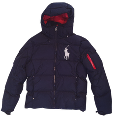 【美品】POLO RALPH LAUREN  ラルフローレン  ダウンコート　肉厚　ビッグロゴ　ビッグポニー　ブラック　赤　Mサイズ