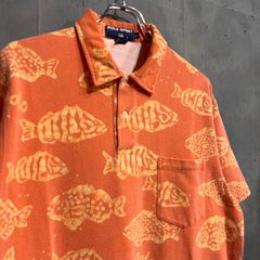 90s POLO SPORT フィッシュ柄ポロシャツ　オレンジ