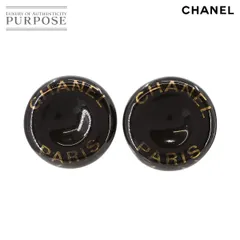 シャネル CHANEL ラウンド型 ロゴ イヤリング ブラック ゴールド 97P ヴィンテージ アクセサリー Vintage Earring 90268610