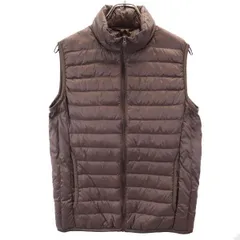 ユニクロ ウルトラライト ダウンベスト S ブラウン系 UNIQLO 収納ポーチ付き メンズ