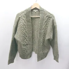 ■ studio CLIP スタディオクリップ 冬用 アラン模様 長袖 ニットカーディガン サイズF グリーン レディース E  【1405140029796】