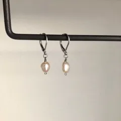 淡水 パール 一粒 シンプル ホワイト サージカルステンレス アレルギー ピアス