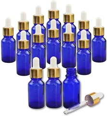 dilib 遮光瓶 30ml アロマ用遮光瓶 アロマ保存容器 ガラス製 スポイト付き遮光瓶 アロマ用ドロッパー付き遮光瓶 15本(ブルー,  30ml)