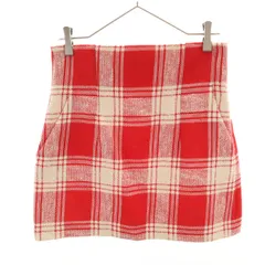 ZARA ザラ チェック柄 ツイード ミニスカート M レッド レディース 古着