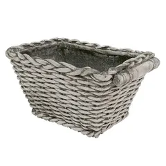 プランター おしゃれ レトロ アンティーク調 縄風 編込み風 花 北欧 ベランダ 植木鉢 【sms-bspl-400wht】