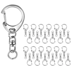 サムコス キーホルダー金具 回転カン付き ハンドメイド キーリング アクセサリー DIY 手芸用品 シルバー 30個セット