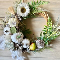 7-25大きめリース ナチュラルリース ボタニカル 北欧 玄関リース