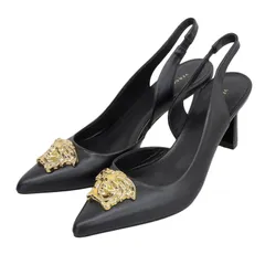 Versace パンプス・ヒール★美品★ ジャンニ リボン パテント パンプス 110 mm ブラック,ゴールド