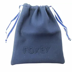 フォクシー FOXEY エンボス ロゴ 巾着袋 ポーチ ネイビー 紺 0704のサムネイル