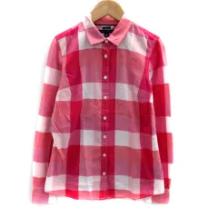 トミーヒルフィガー TOMMY HILFIGER カジュアルシャツ 長袖 チェック柄 XS ピンク 白 ホワイト /SM3