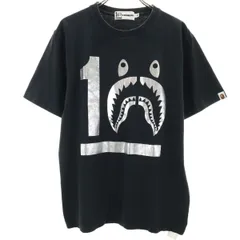 A BATHING APE アベイシングエイプ シャークプリント 半袖 Tシャツ M 黒 10周年記念 メンズ 古着