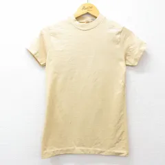 S/古着 半袖 ビンテージ Tシャツ メンズ 90s 無地 クルーネック 薄黄 イエロー 25aug06 中古