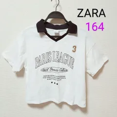 【ZARA】164cm  トップス Tシャツ 白  160 ポロシャツ 襟 紺